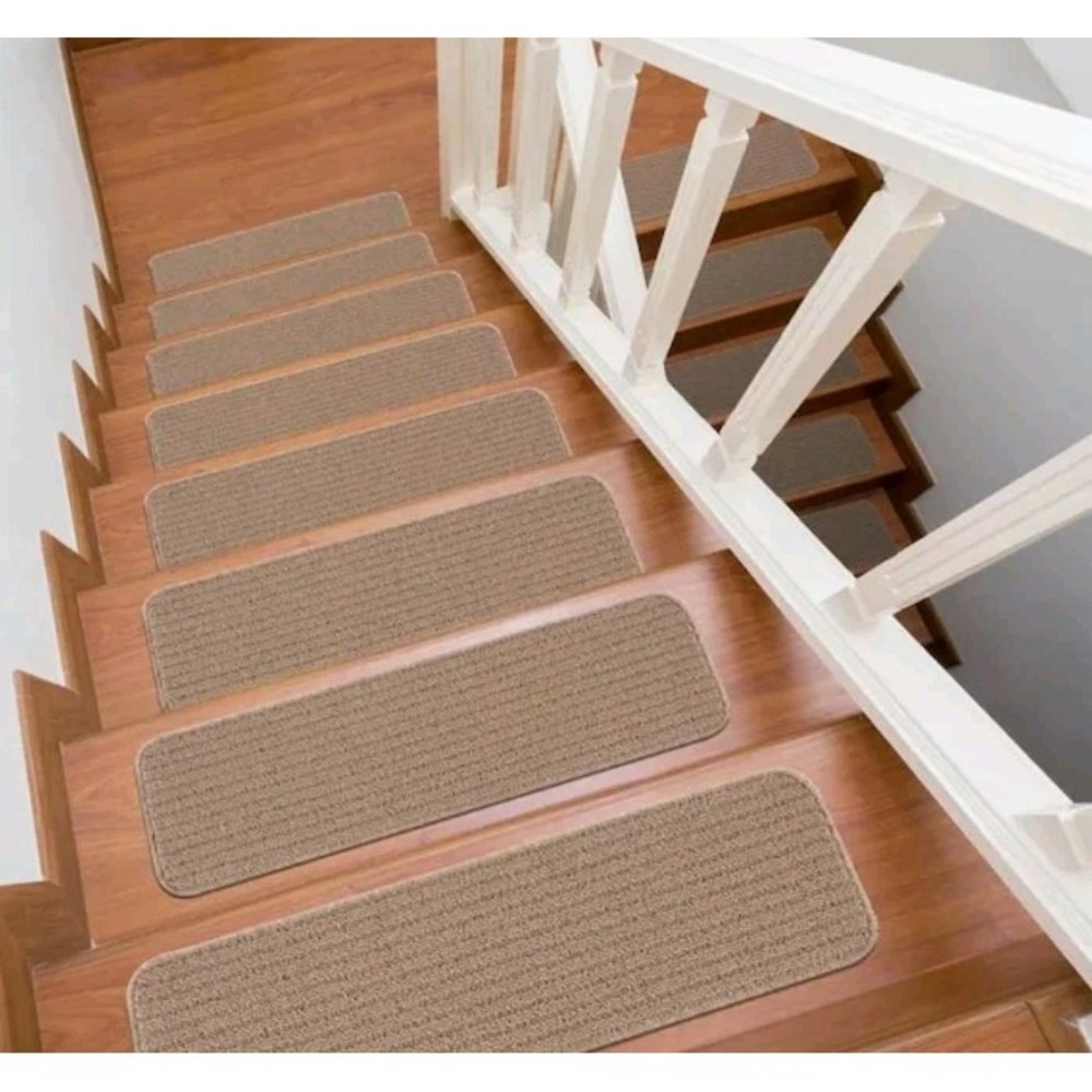 Diego Beige 28 in. x 8.7 in. Solid Non-Slip Rubber Back Stair Tread Cover